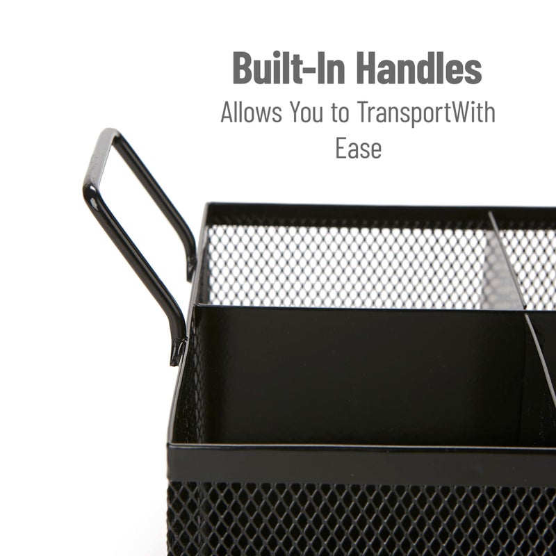 Mind Reader Utensil Accessory Caddy, Organizer, Countertop, Office, Kitchen, Metal Mesh, 8.5"L x 8.5"W x 6"H, Black - Image 4